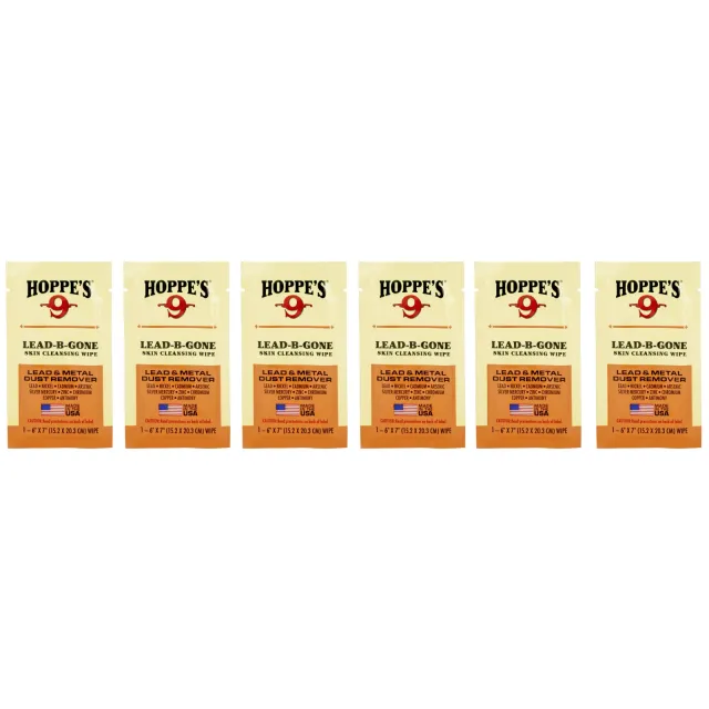 Hoppe's Lead-B-Gone Wipes 6-Pack, Removes 99.9% of Metal Contaminants - Hoppe's
