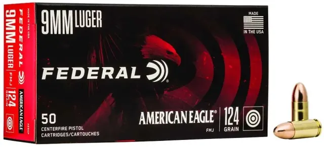 Federal Premium Ammunition AE9AP 9mm Luger 124 Grain FMJ 50 Rounds - Federal Premium Ammunition - 9mm Luger