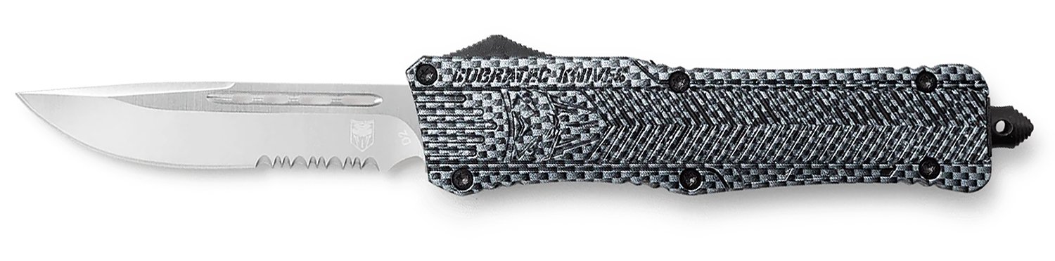 CobraTec Knives CTK-1 Large LCFCTK1LDS OTF 3.75 In D2 Carbon Fiber Handle - CobraTec Knives
