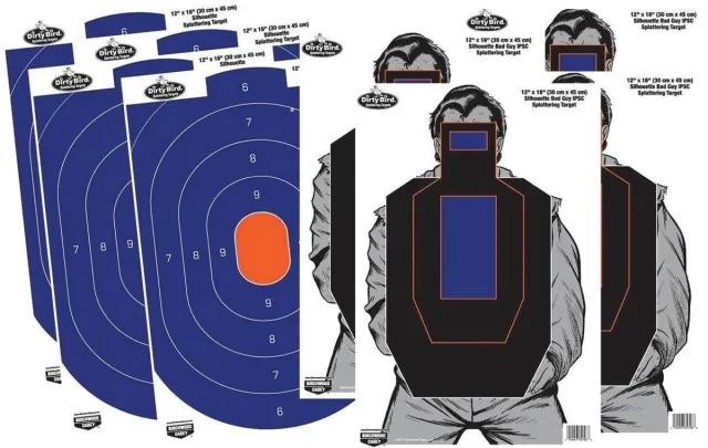 Birchwood Casey Dirty Bird Combo 12x18 4-Blue/Orange Oval & 4-Bad Guy IPSC - Birchwood Casey