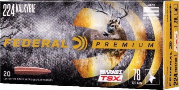 Federal P224VLKBTSX1 224 Valkyrie 78gr Barnes TSX 20rd Rifle Ammo - Federal Premium Ammunition - 224 Valkyrie