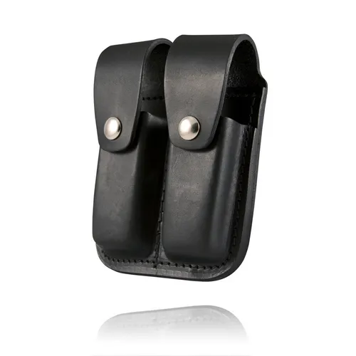 Boston Leather Double Mag Holder Fits 9mm/40Cal Black Leather
