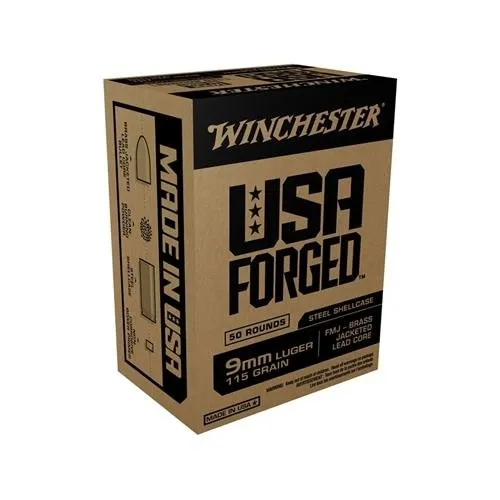 Winchester Ammo WIN9SV USA Forged 9mm Luger 115 gr Full Metal Jacket Steel Case 50 Bx/10 Cs