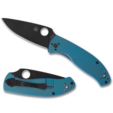 Buy Spyderco C122TIBLBKP Tenacious Blue 8Cr13MoV Black Blade Knife online
