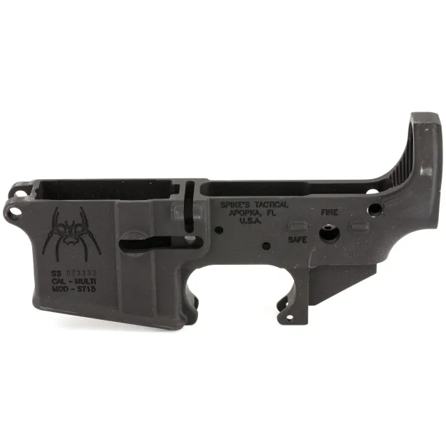 Spike's Tactical STLS018 Spider Stripped Lower Receiver 7075-T6 Aluminum Black - Spike's Tactical - Multi