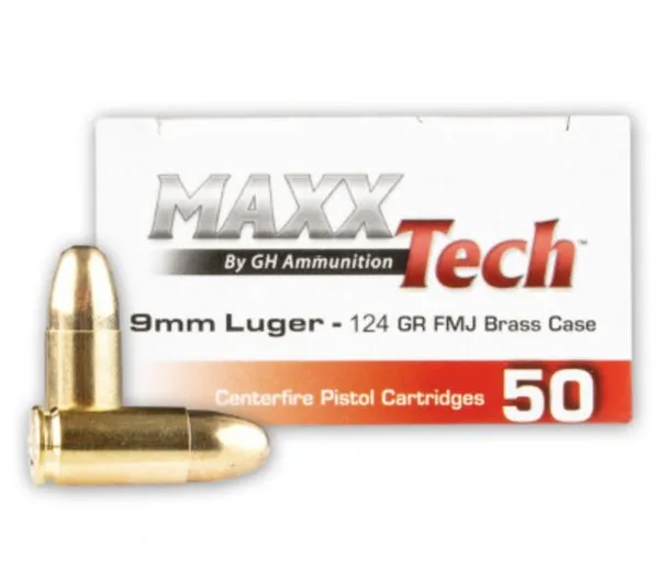 TULA AMMO PTGB9124B 9mm 124GR FMJ Brass 50 Rounds