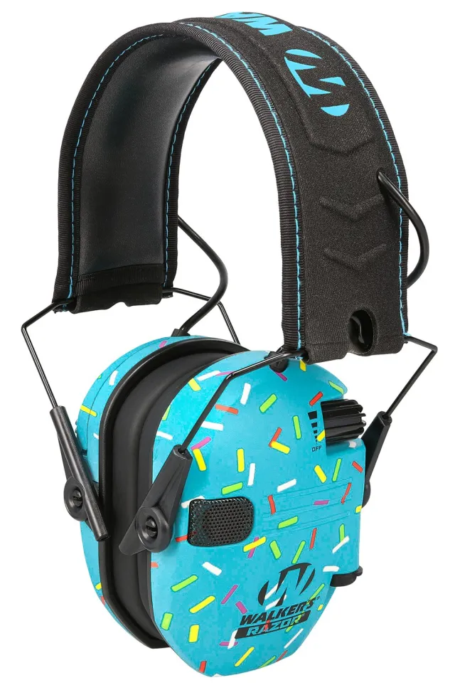 Walker's GWPFKDMSPRNKBL Youth Passive Headset Blue Sprinkles - Walker's