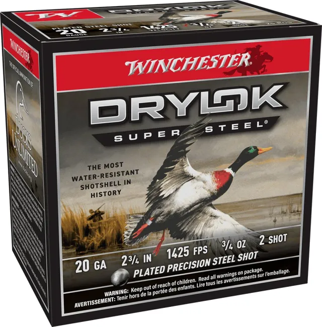 Winchester 20 Ga 2-3/4" #2 Drylok Steel Magnum 3/4 Oz 25 Rd/bx 10 Bx/cs