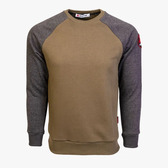 Arsenal Medium Grey / Khaki Cotton-Poly Standard Fit Icon Pullover Sweater - Arsenal