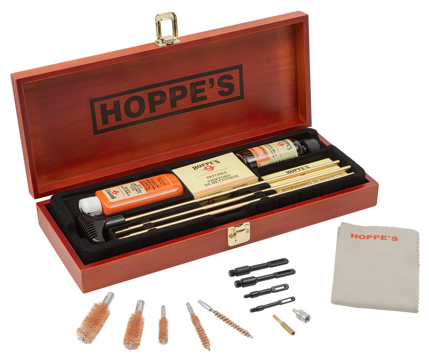 Hoppe's BUOX Deluxe Cleaning Kit Multi-Caliber Wood Box 14.25 in - Hoppe's - 14.25" L X 5.5" W X 2.25" H