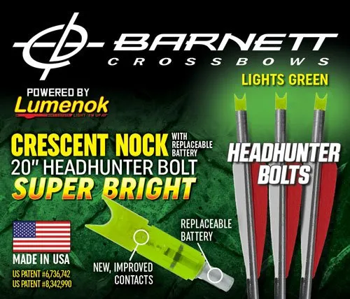 Lumenok BNECC3G 20" Barnett Headhunter Green Crescent Arrows 3-Pack - Lumenok
