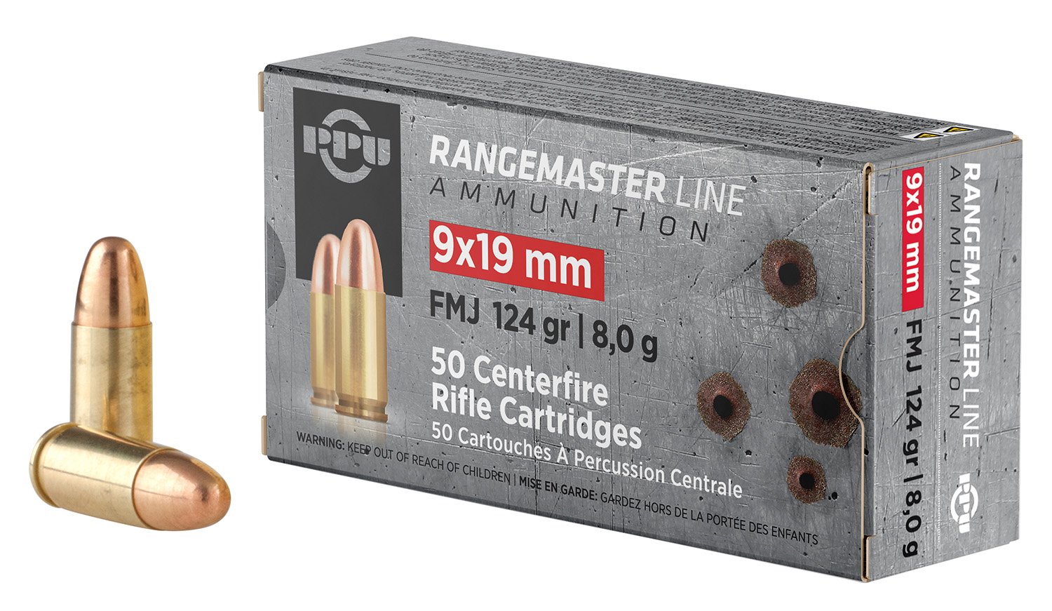 Buy PPU PPRM9 Rangemaster 9mmLuger 124gr Full Metal Jacket 50 Per Box/20 Case online