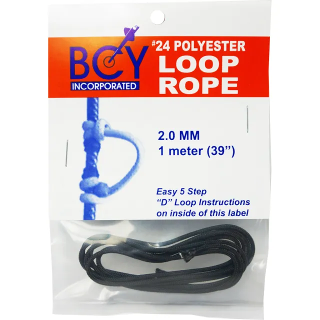 Stiff Braided Polyester D-Loop Material - Black 1m - BCY