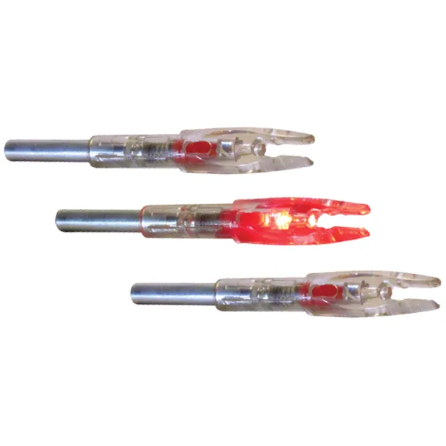 GWS 32000 Red Lighted Nocks, 3-Pack, 28 Grains Each, String Activation, Easy On/Off, Waterproof - GWS