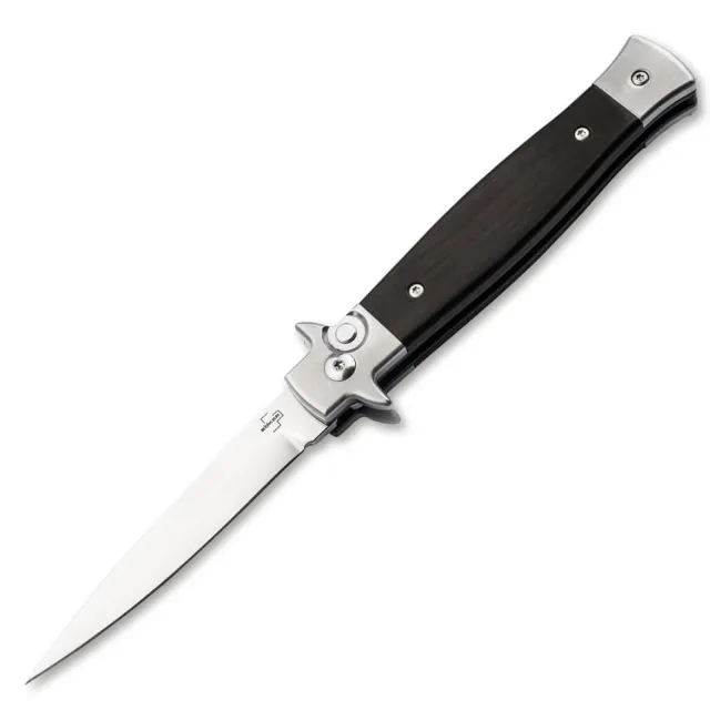BOKER STILETTO 3.5" FALSE EDGE/PLAIN/EBONY/SATIN - BOKER