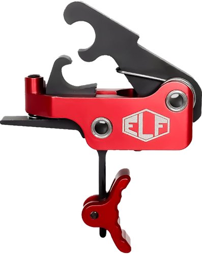 Elftmann SE-R-C AR Trigger, Red Curved, 2.75-4 lbs Adjustable - Elftmann Tactical