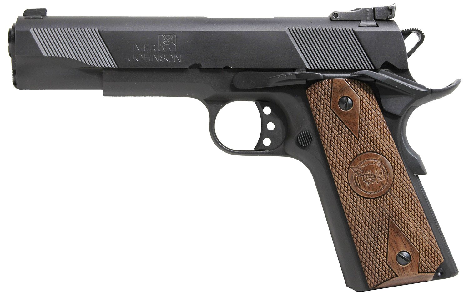 Iver Johnson Eagle 9mm 5in Barrel Matte Blued Walnut Grips 9rd Mag - Iver Johnson - 45 ACP
