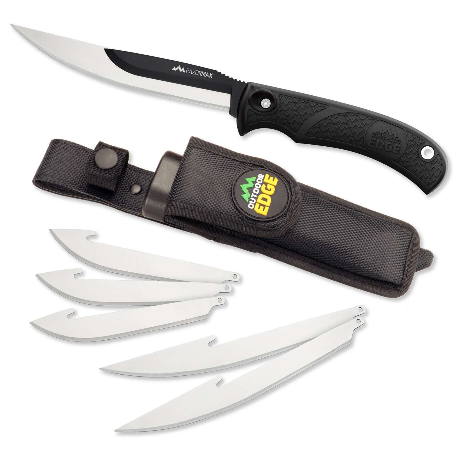 Outdoor Edge RazorMax RMK-10C Knife 3.5 In & 5 In Blades TPR Handle Sheath - Outdoor Edge