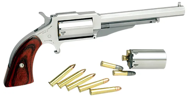 NAA 18604C 1860 The Earl 22 LR/WMR 4" Barrel 5rd Stainless Steel Rosewood Boot Grip - NAA - 22 LR | 22 Magnum