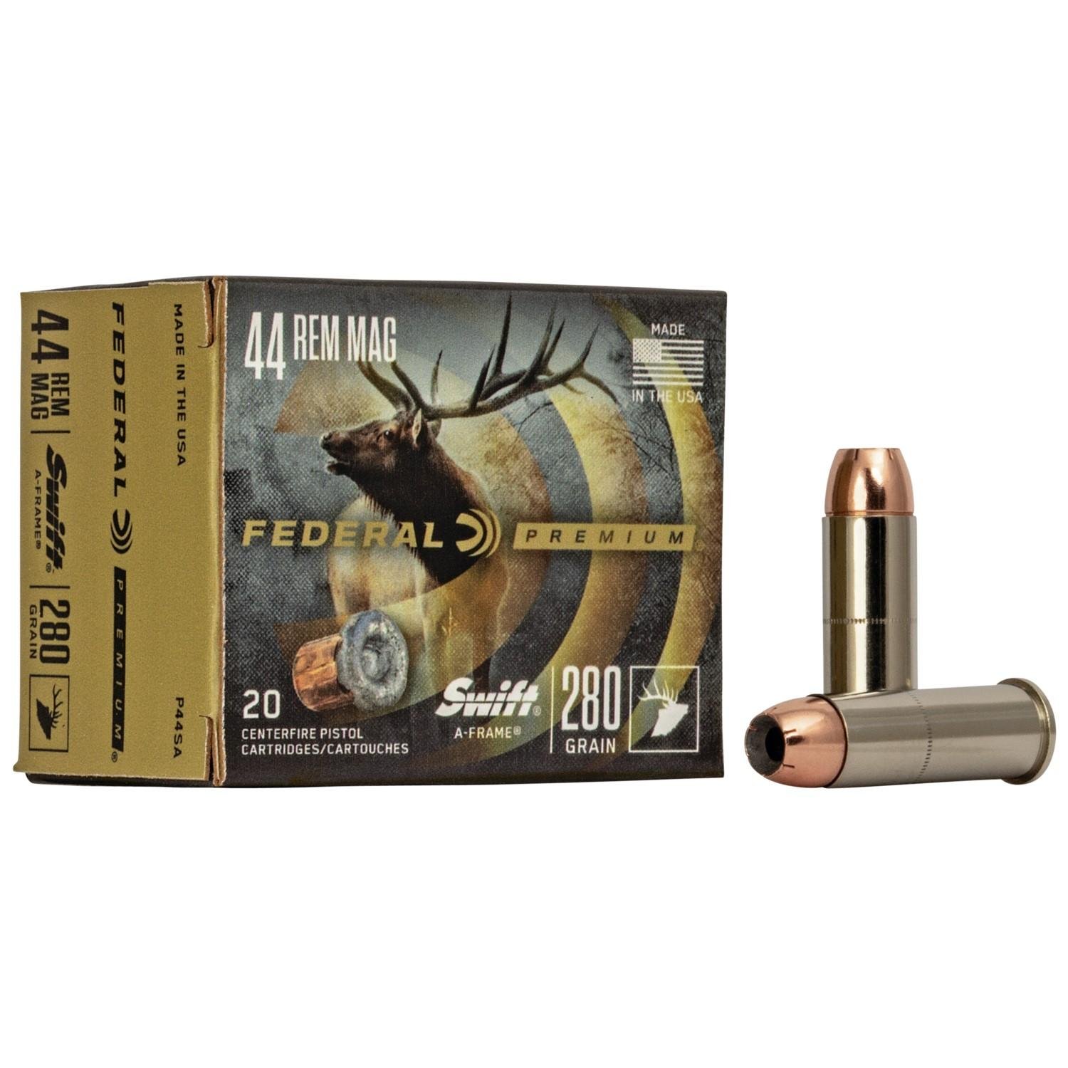 Federal Premium P44SA 44 Rem Magnum 280 Grain Swift A-Frame 20 Rounds - Federal Premium Ammunition - 44 Rem Mag