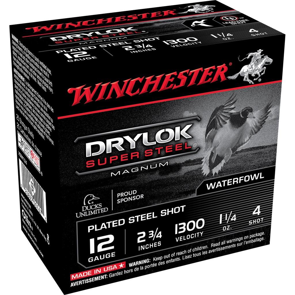 Winchester XSM124 12 Gauge 2.75 in 1.25 oz #4 Plated Steel Shot 25 Rounds - Winchester - 12 Gauge