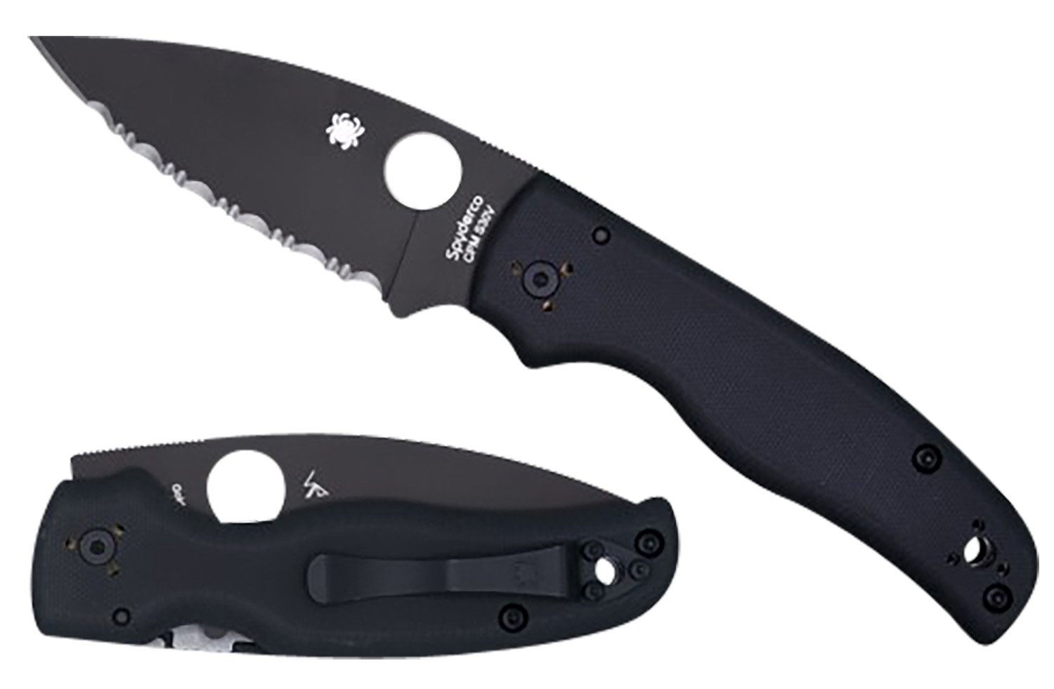 Spyderco C229GSBK Shaman 3.58" Serrated Black DLC CPM S30V G10 Handle - Spyderco
