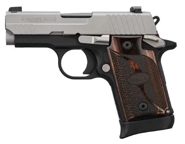 Sig Sauer 9389TXR3AMBI P938 9mm 3" Rosewood Grip Two-Tone Micro-Compact - Sig Sauer - 9mm
