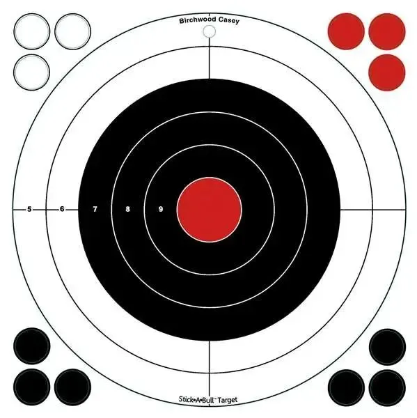 Birchwood Casey Stick-A-Bull 12in Self-Adhesive Bulls-Eye Targets 5-Pack - Birchwood Casey - 12"