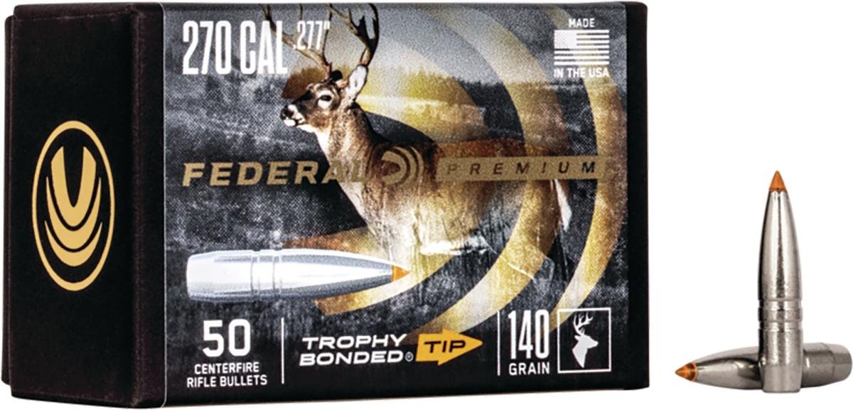 Federal PB277TT140 270 Cal 140GR Trophy Bonded Tip BT 50/Box - Federal Premium Ammunition - 270 CALIBER