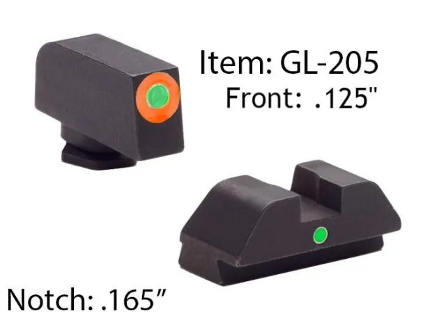 AmeriGlo GL205 i-Dot Night Sight Set Glock 42/43/43X/48 Tritium Green - AMER