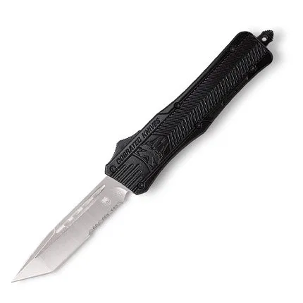 CobraTec MBCTK-1MTS 3" Tanto Part Serrated OTF Knife, D2 Steel, Black Handle - CobraTec Knives
