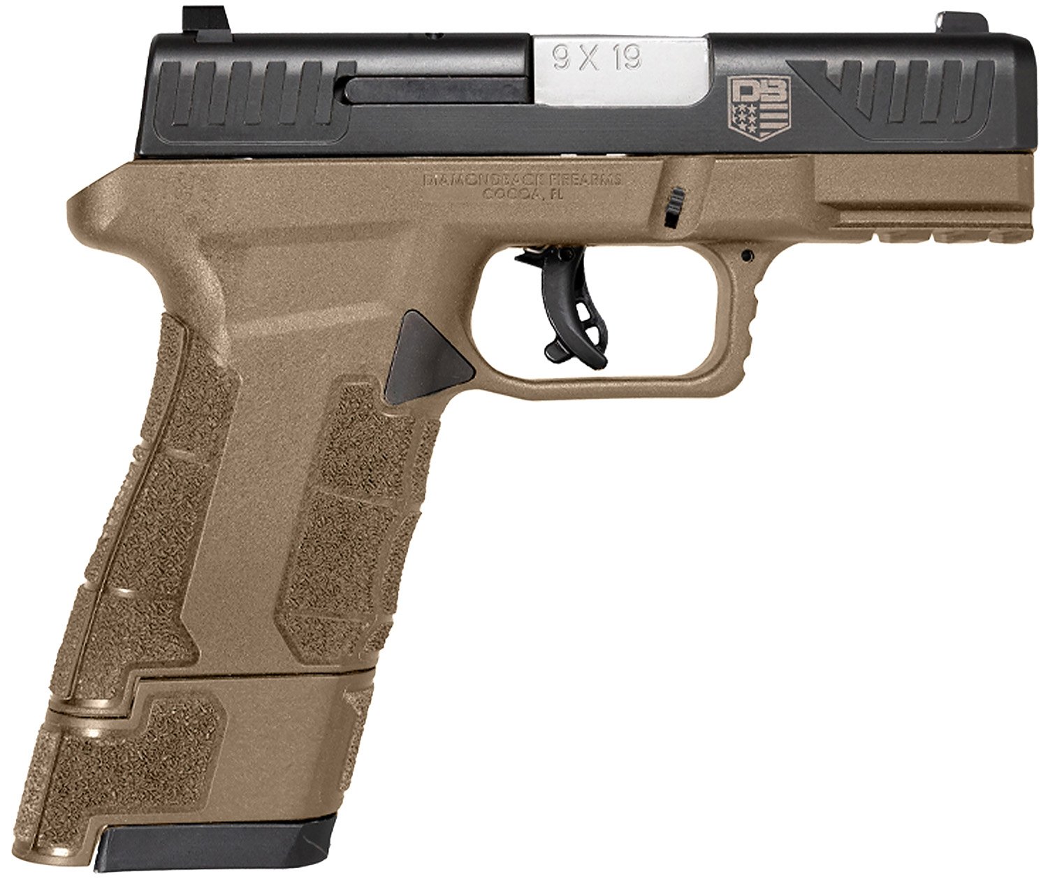 Diamondback DBAM29 Sub-Compact 9mm Pistol, 3.5" Barrel, Polymer Frame, 3-Dot Sights - Diamondback Firearms - 9mm