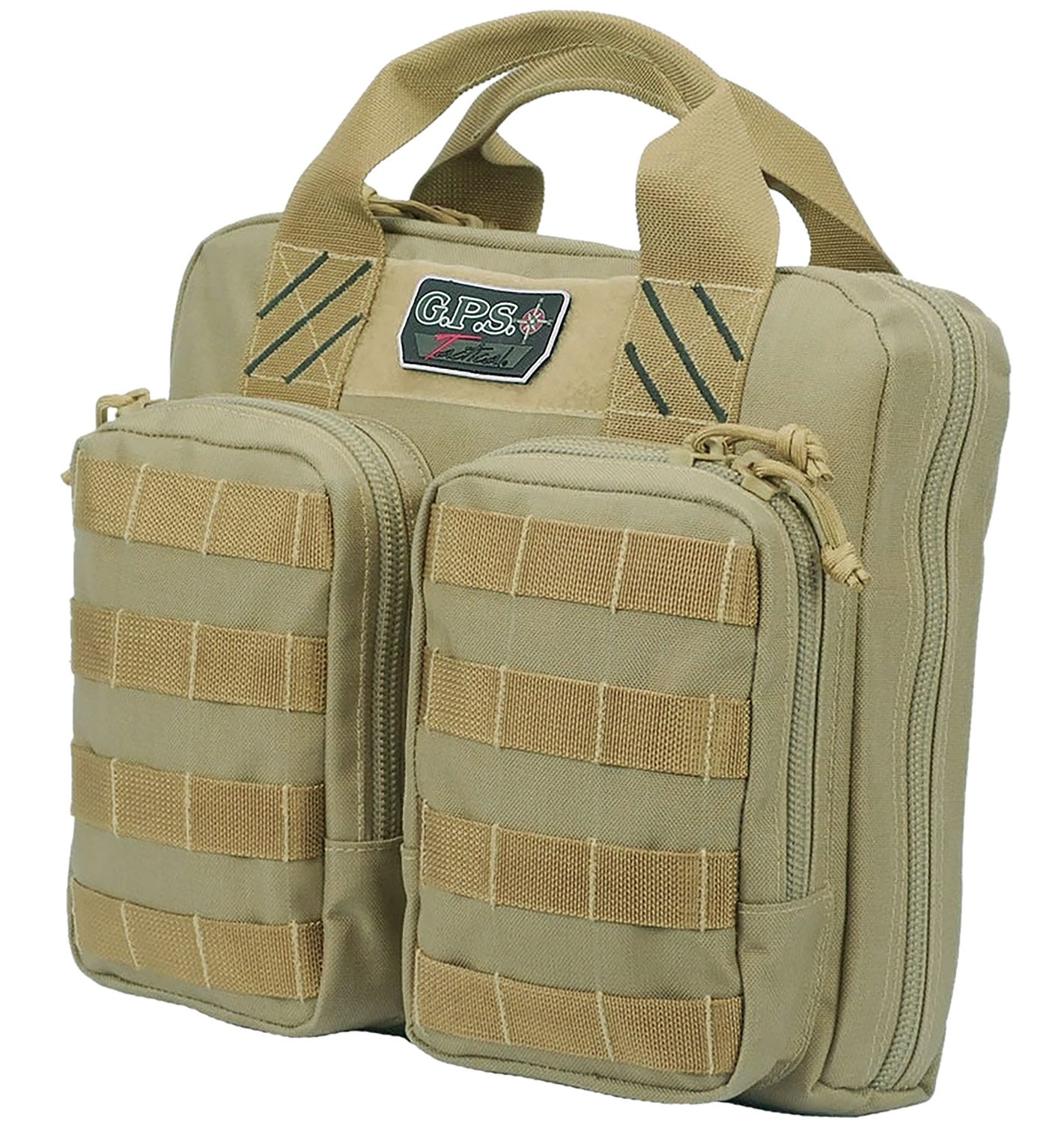 G Outdoors GPS T1411PCT Tactical Double +2 Pistol Case Tan 1000D Nylon - GPS
