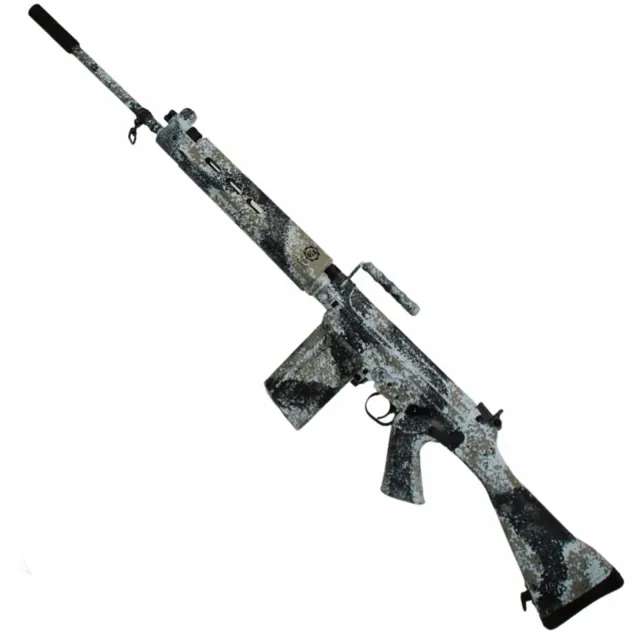 SA58 FAL .308 21" Bush Tracker Traditional profile barrel Custom Camo finish Arctic camo Fixed stock