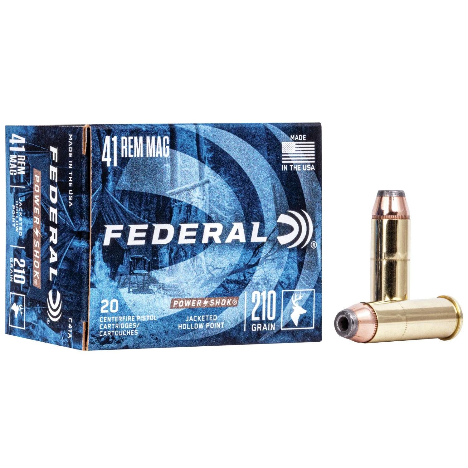 Federal C41A 41 Remington Magnum 210 Grain Jacketed Hollow Point 20 Rounds - Federal Premium Ammunition - 41 Rem Mag