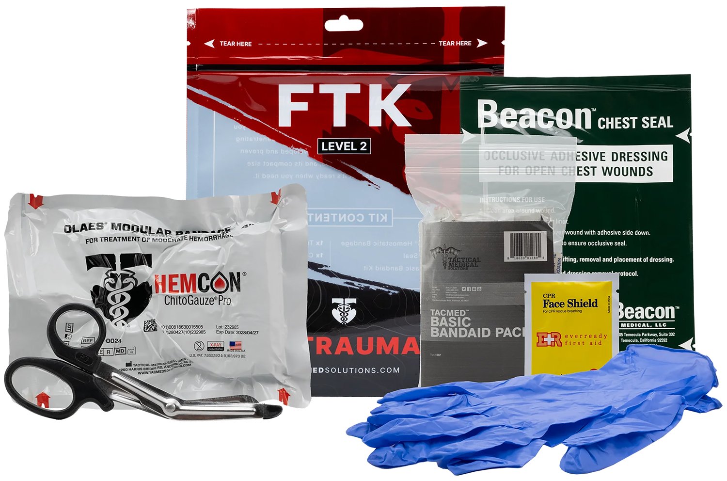 "Field Trauma Kit Level 2: 10"Hx8.13"Wx3.5"D, 0.6lbs - Includes OLAES Bandage, Chest Seal, Basic Bandaid, Shears - TacMed Solutions DBA Stealth Operator