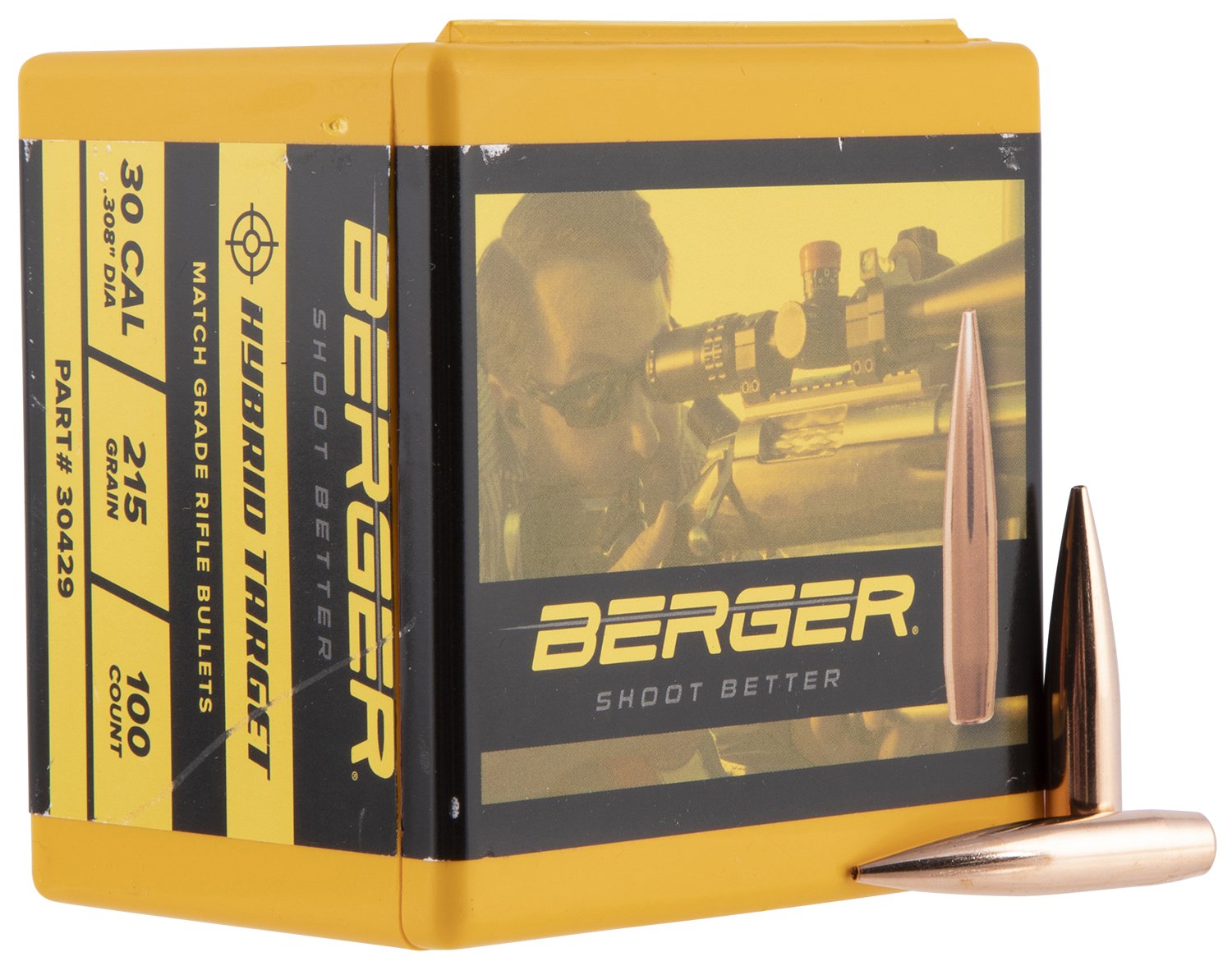 Berger 30429 Hybrid Target 30 Cal 215gr Bullets 100/Box - Berger Bullets - 30 Caliber