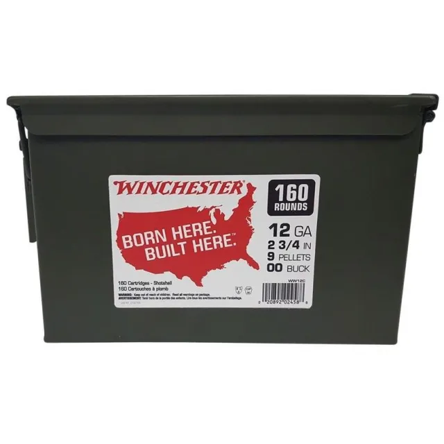 Winchester Ammo WW12C USA 12 Gauge 2.75" 9 Pellets 1325 fps 00 Buck Shot 160rds/2 Case (Ammo Can)