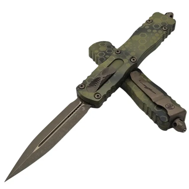 Microtech Dirac Delta 3.79 In D/E Bazooka Green Camo Bronzed Apocalyptic - MICROTECH