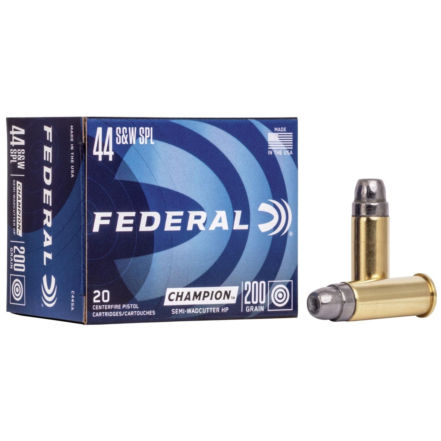 Federal C44SA Champion 44 Special 200 Grain Semi Wadcutter 20 Rounds - Federal Premium Ammunition - 44 S&W Spl