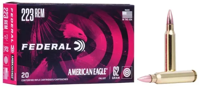 Federal AE223N 223 Rem 62 Grain Full Metal Jacket Boat Tail 20 Rounds - Federal Premium Ammunition - 223 Rem