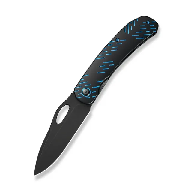 We Knife Inmate 3.7In CPM20CV Black Stonewash Ti Handle Blue Raindrops - We Knife