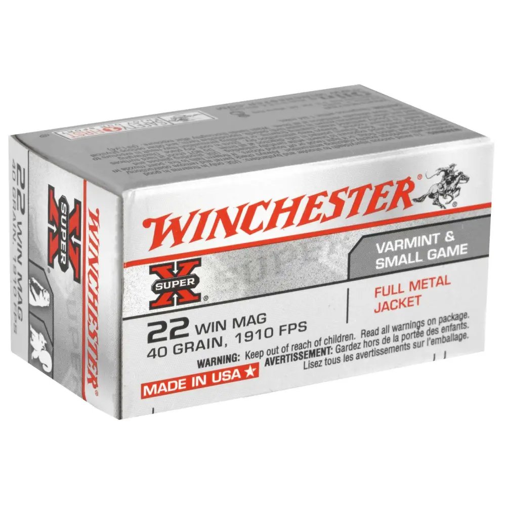 Winchester Ammo X22M Super X 22 WMR 40 gr Full Metal Jacket (FMJ) 50 Bx/40 Cs - Winchester - 22 WMR