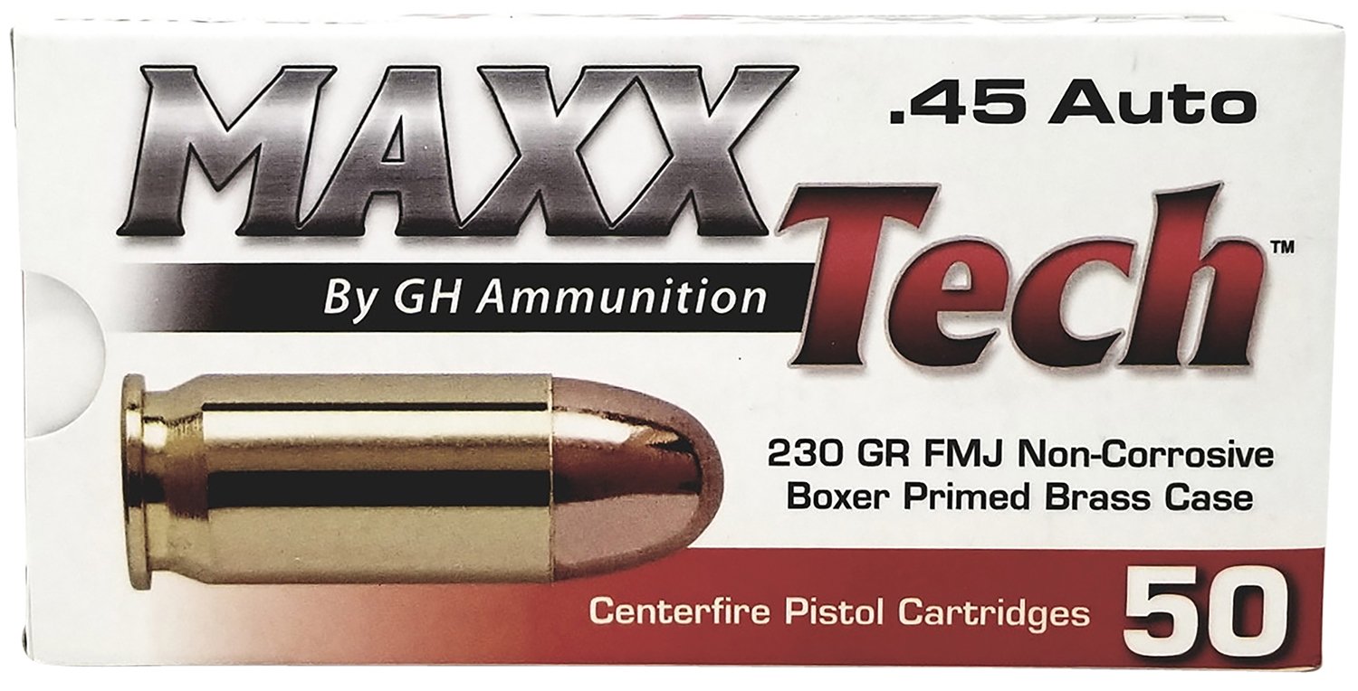 Maxxtech Ptgb45b Brass Pistol 45Acp 230Gr Full Metal Jacket 50 PER Box/10 - MaxxTech - 45AP