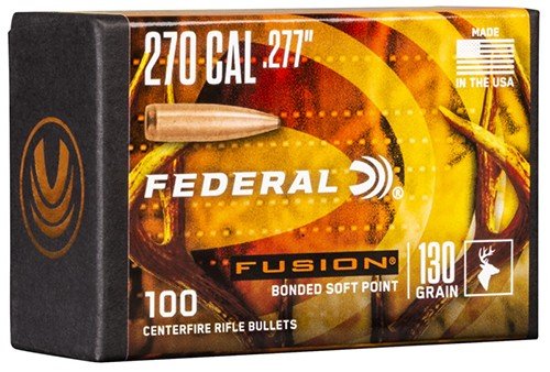 Federal Premium Fusion FB277F2 270 Caliber 130gr Soft Point Bullets 100/Box - Federal Premium Ammunition - 270 Caliber