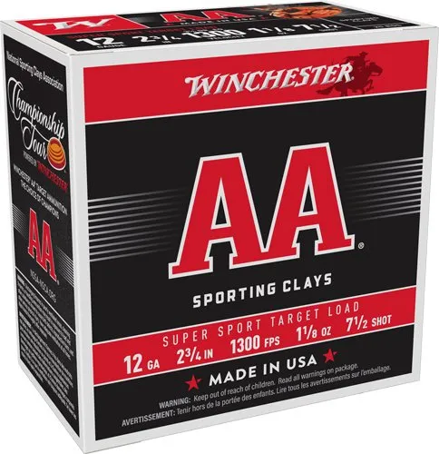 Winchester AA Super Sport 12 Gauge Shotgun Ammunition 2-3/4" 1-1/8 oz #7.5 Shot 1300 fps