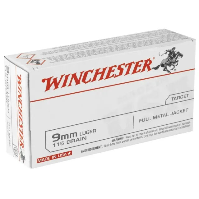 Buy Winchester Ammo Q4172 USA Target 9mm Luger 115 gr Full Metal Jacket (FMJ) 50 Per Box/ 10 Cs online