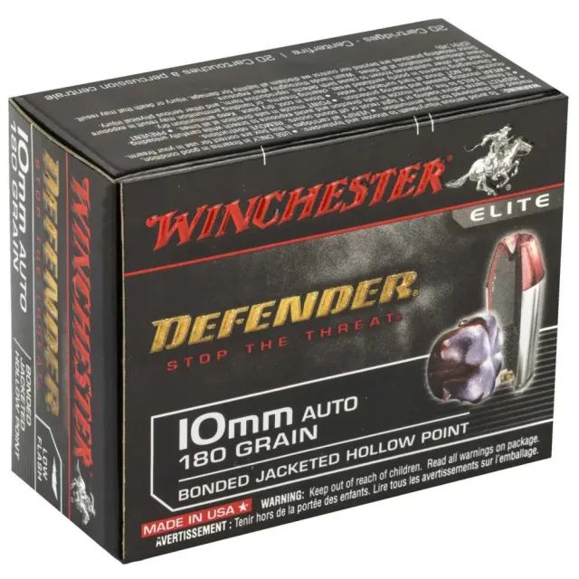 Winchester S10MMPDB 10mm Auto 180 Grain Bonded Jacket Hollow Point 20 Round - Winchester - 10mm Auto