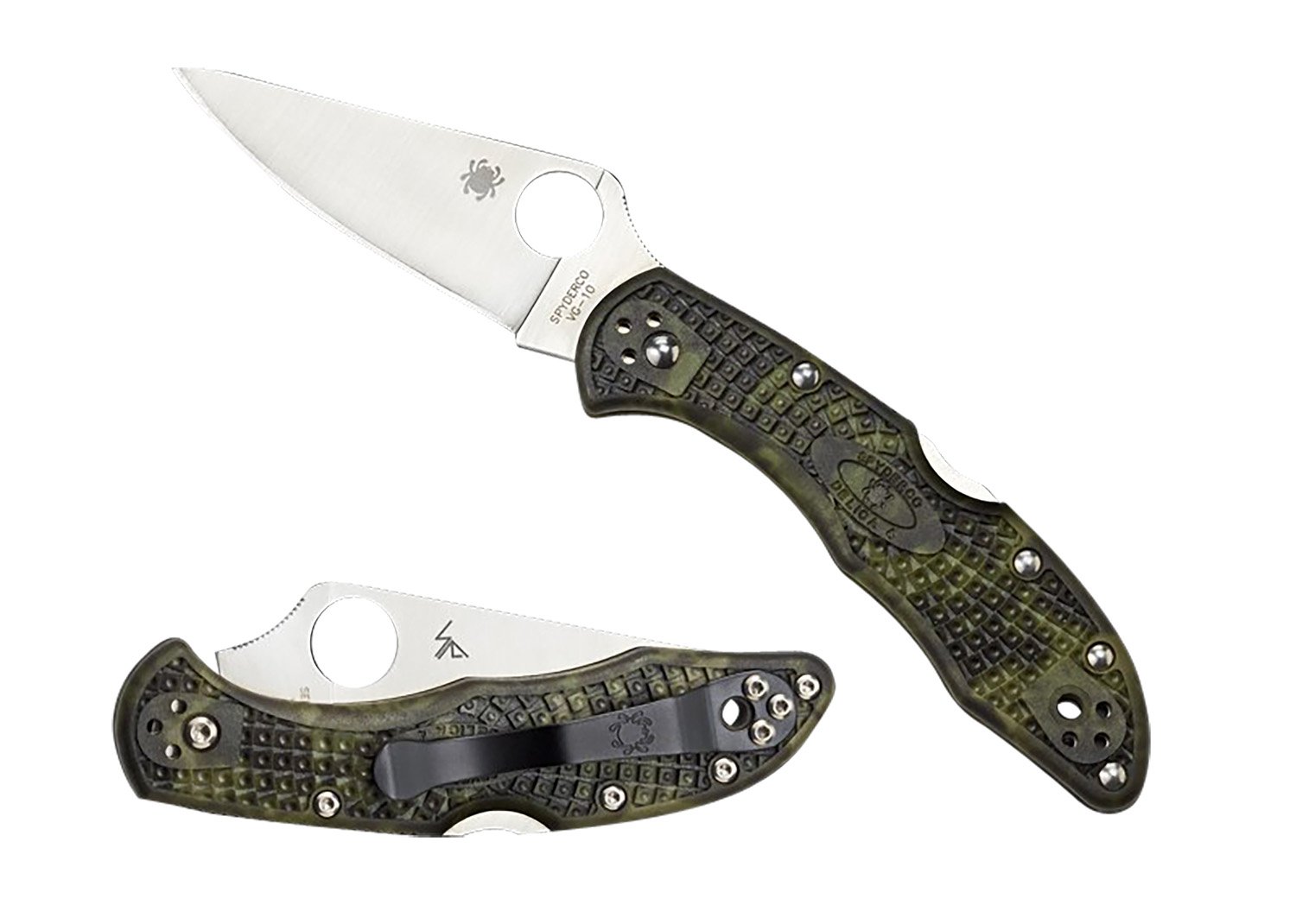 Spyderco C11ZFPGR Delica Knife Zome Green Handle SL/PL Blade - Spyderco