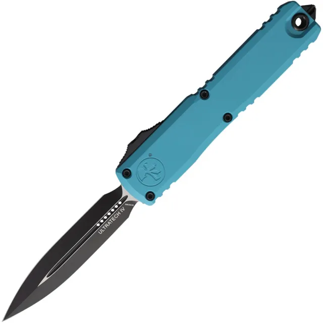 Microtech Ultratech G4 D/E 3.55 In Black Cyan ALU Handle - MICROTECH